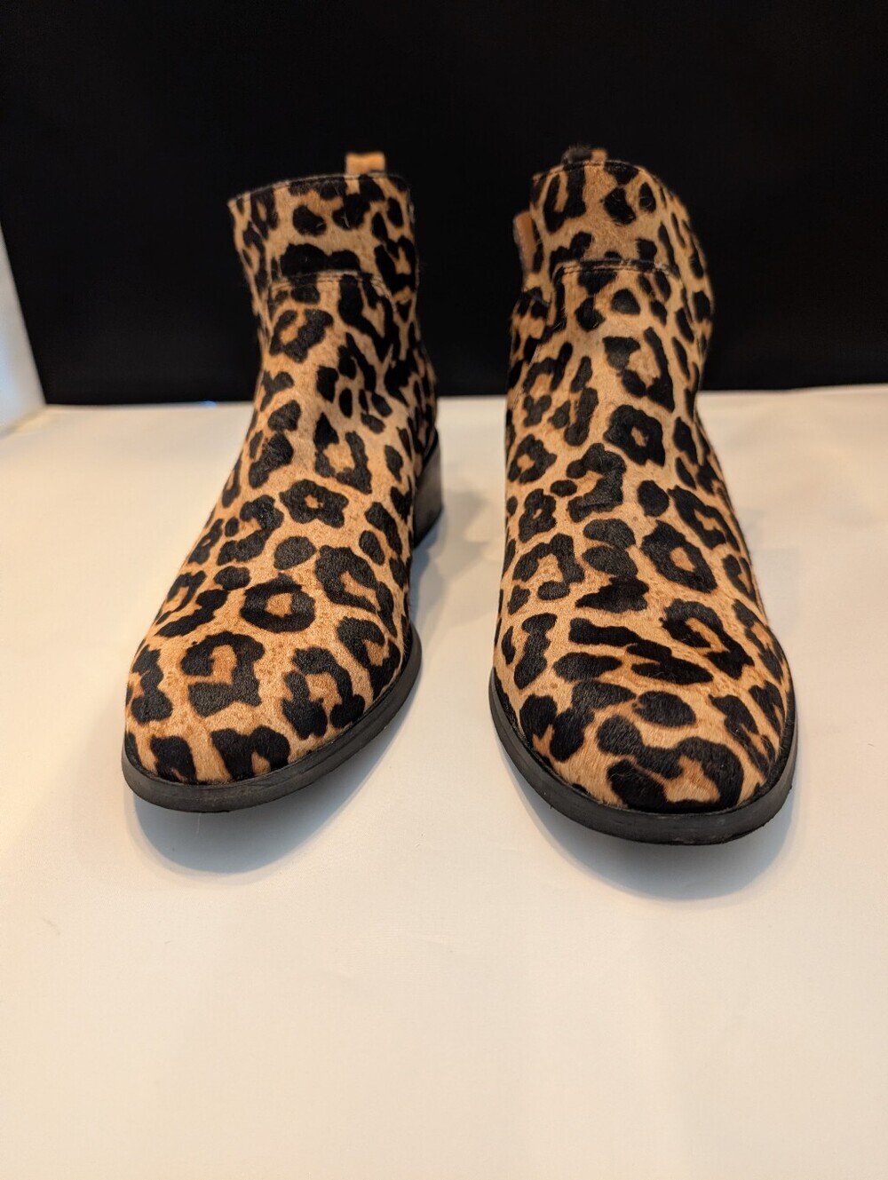 Franco Sarto Leopard Leather Hair-On-Hide Ankle Boots 7.5 - Picture 2 of 8